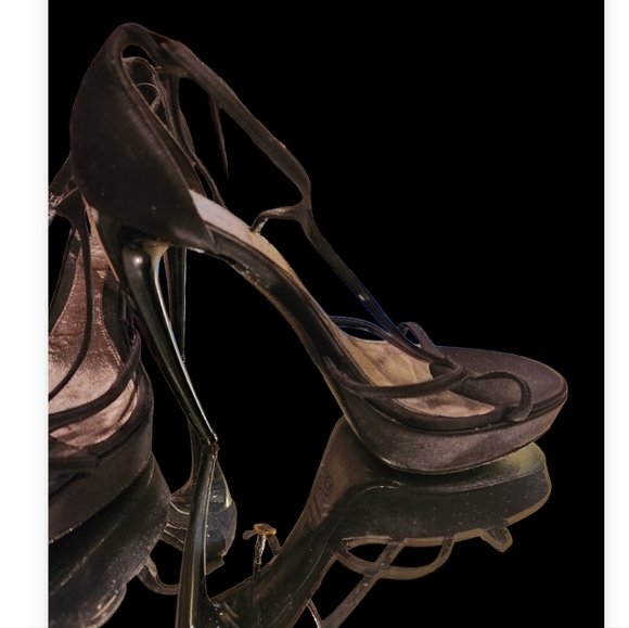 ALEXANDER MCQUEEN VINTAGE SATIN STRAPPY 6.5"HEAL BLACK.VERY RARE SIZE 39. - Picture 8 of 8